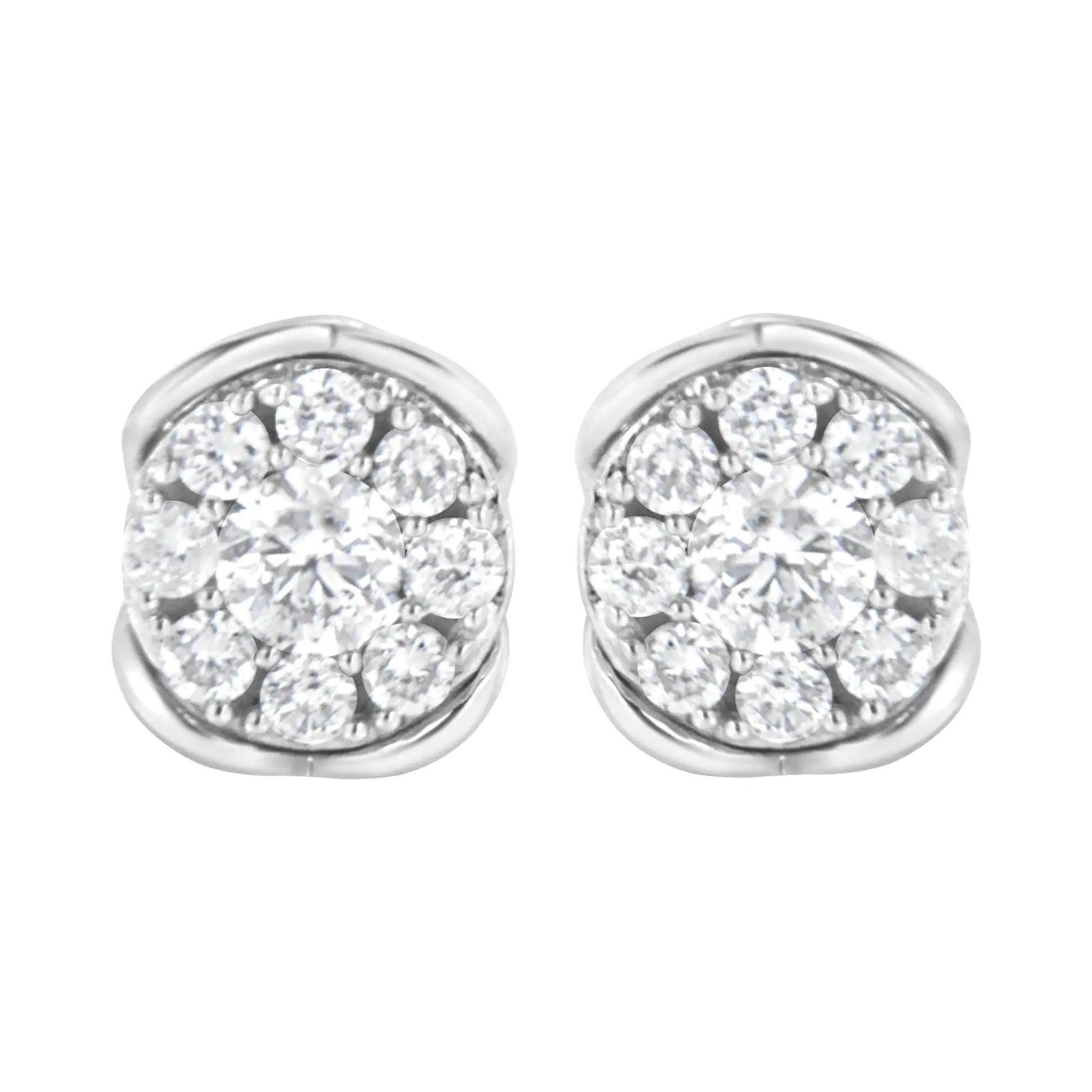 .925 Sterling Silver 1/2 cttw Lab Grown Diamond Composite Earring (F-G Color, VS2-SI1 Clarity) - Evallys.com # #