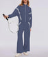 Women's 2 Piece Outfits Zip Up Sweatshirt Contrast Striped Wide Leg Sweatpants Suits Jogger Travel Matching Set Grey Blue X-Small - Evallys.com # #