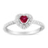 .925 Sterling Silver, ¾ Cttw Lab-Created Ruby, 1/4 Cttw Diamond Heart Ring, Earrings, and Pendant Necklace Set (I-J Color, I2-I3 Clarity) - Evallys.com # #