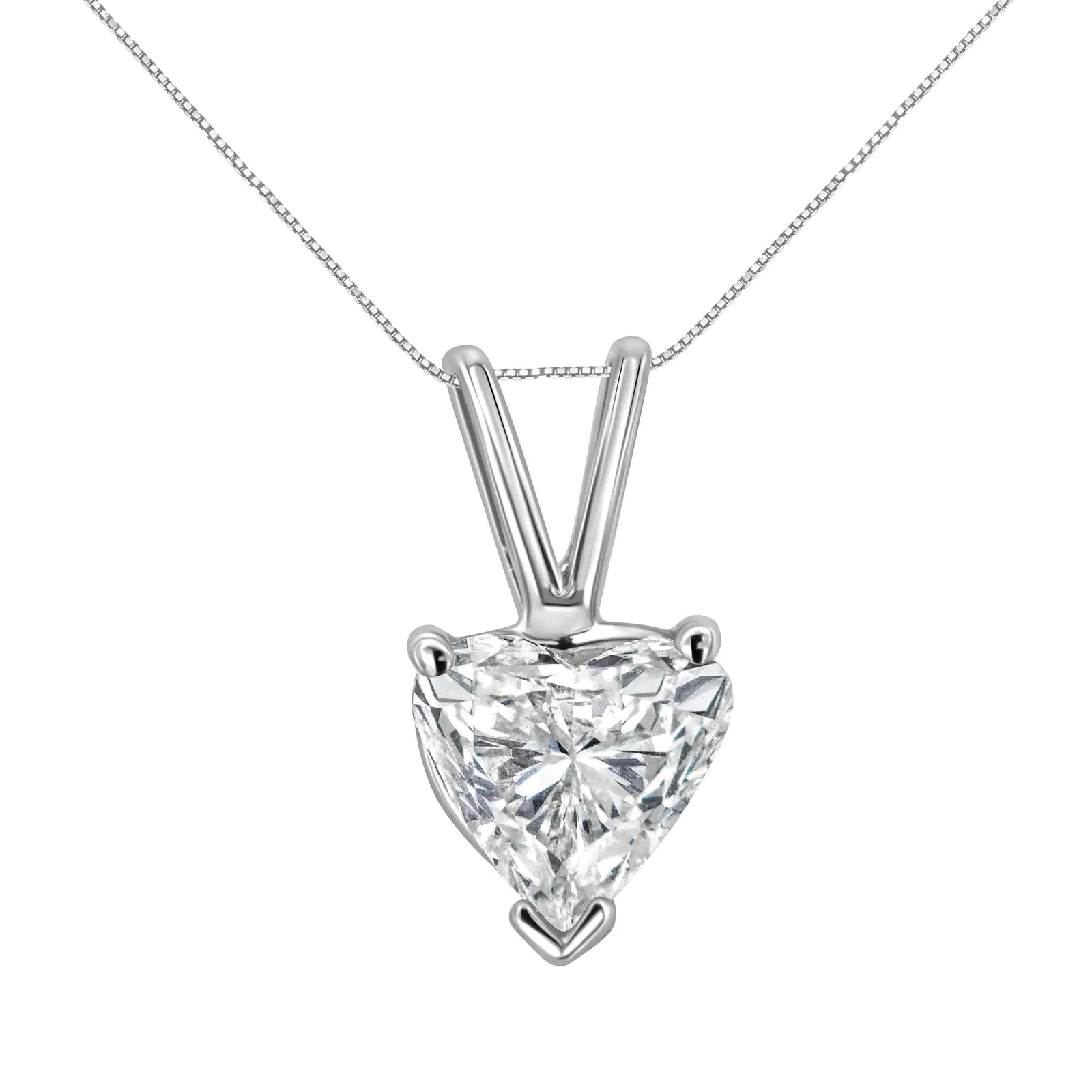 14K White Gold 3-Prong Set Heart Shaped Solitaire Diamond 18