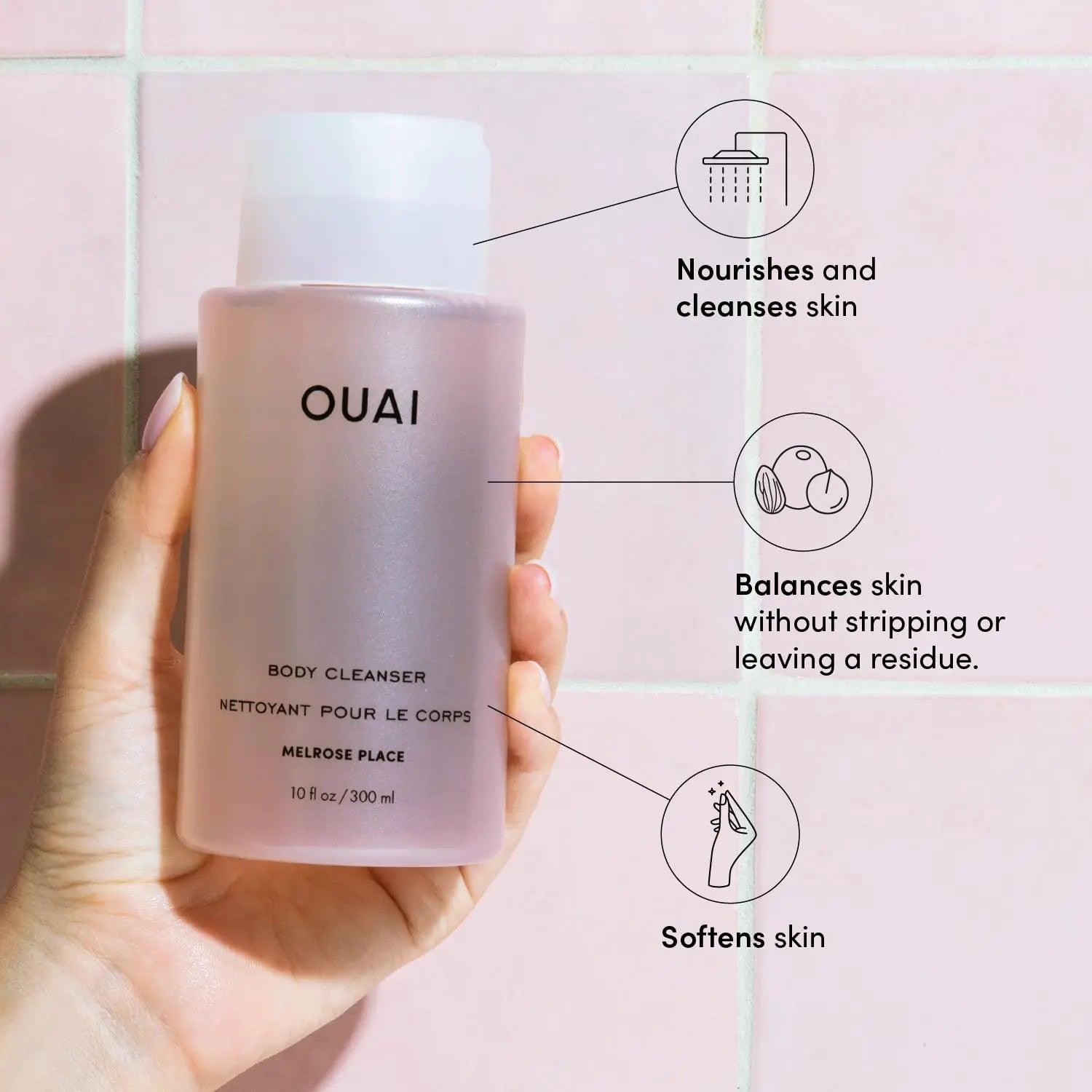 OUAI Body Cleanser, Melrose Place - Foaming Body Wash with Jojoba Oil and Rosehip Oil to Hydrate, Nurture, Balance and Soften Skin - Paraben, Phthalate and Sulfate Free Skin Care Products - 10 Oz 10 Fl Oz (Pack of 1) - Evallys.com # #