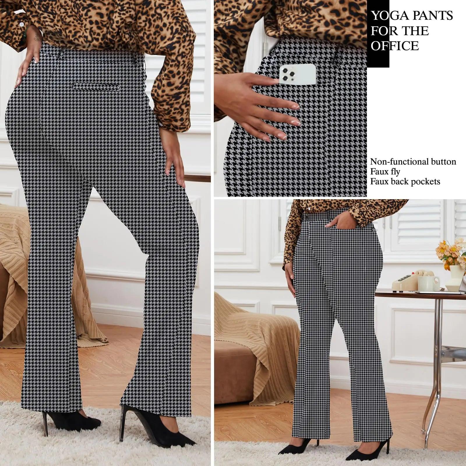 Wrinkle-Free Stretch Dress Pants Plus Size for Women Pull-on Pant Ease into Comfort Office Pant Regular XX-Large Houndstooth - Evallys.com # #