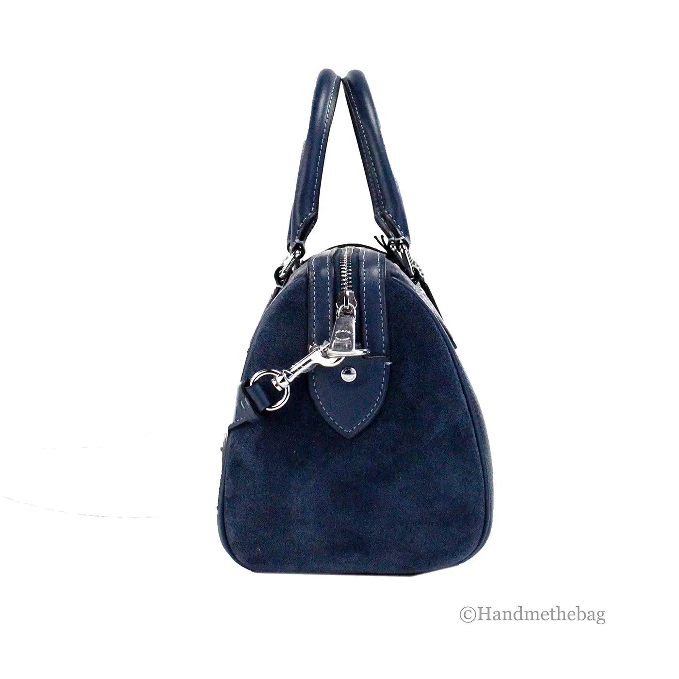 Coach Rowan Medium Denim Mixed Leather Suede Satchel - Evallys.com # #