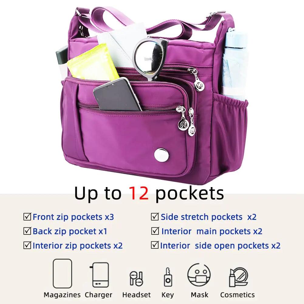 MINTEGRA Women Shoulder Handbag Roomy Multiple Pockets Bag Ladies Crossbody Purse Fashion Tote Top Handle Satchel Purple-s - Evallys.com # #