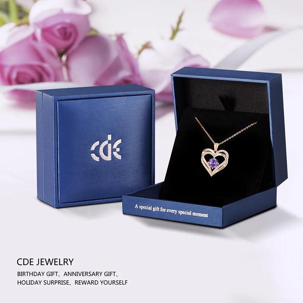 Rose Gold Pendant Necklaces for Women, Heart Crystal Diamond I Love You Always and Forever Necklace for Girlfriend Mother Daughter Wife Gift - Evallys.com # #