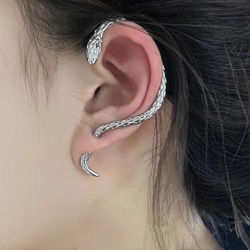 Vintage Snake Wrap Ear Hook Stainless Steel Earrings for Women Gothic Accessories Clip on Earrings Women'S Trend Earrings 2022 - Evallys.com # #