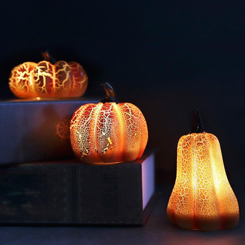 New Halloween Pumpkin Lantern Simulation Pumpkin LED Candle Lamp Resin Luminous Pumpkin - Evallys.com # #