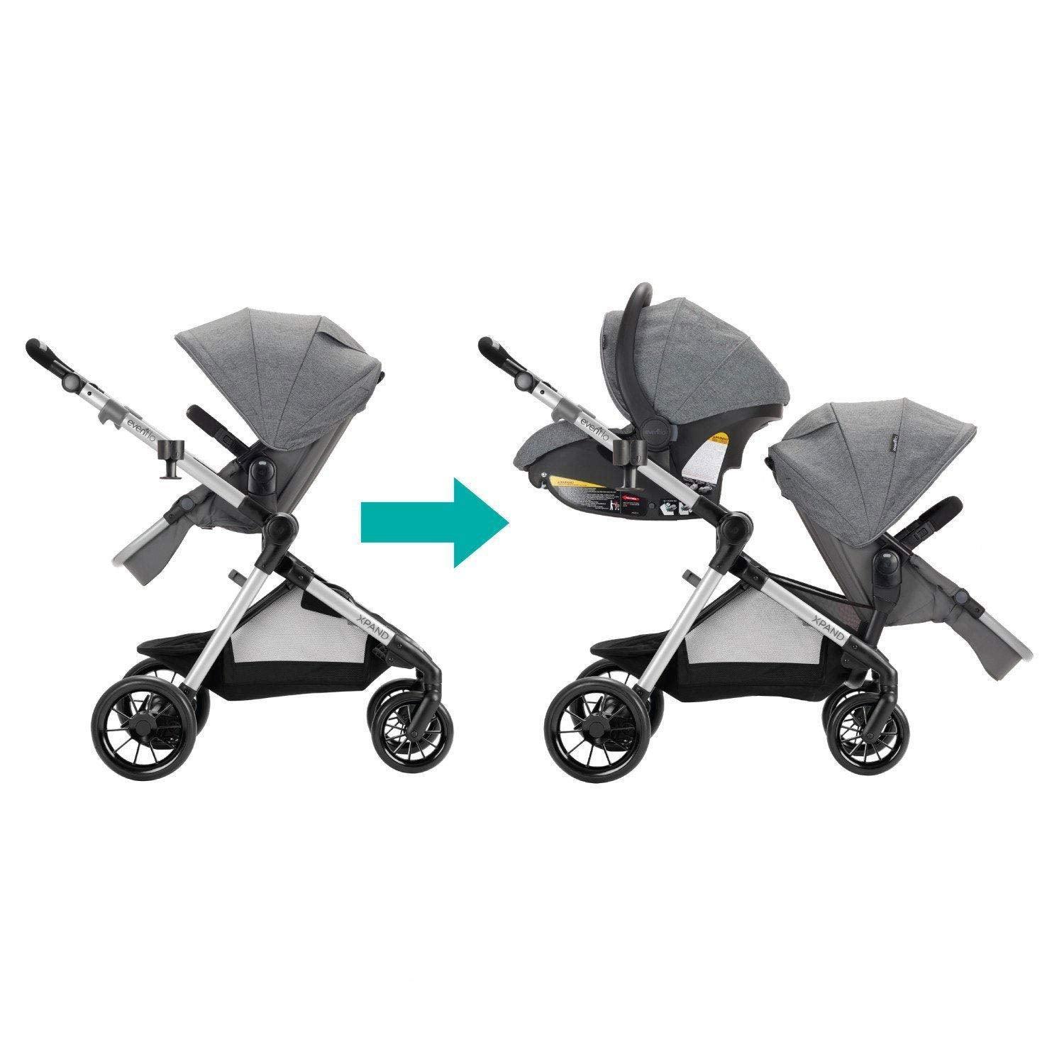 Evenflo Pivot Xpand Modular Stroller, Baby Stroller, Converts to Double Stroller, 4 Modes, Durable Construction, Extra-Large Storage Basket, Compact Folding Design, 55-Lb Capacity, Percheron Gray - Evallys.com # #