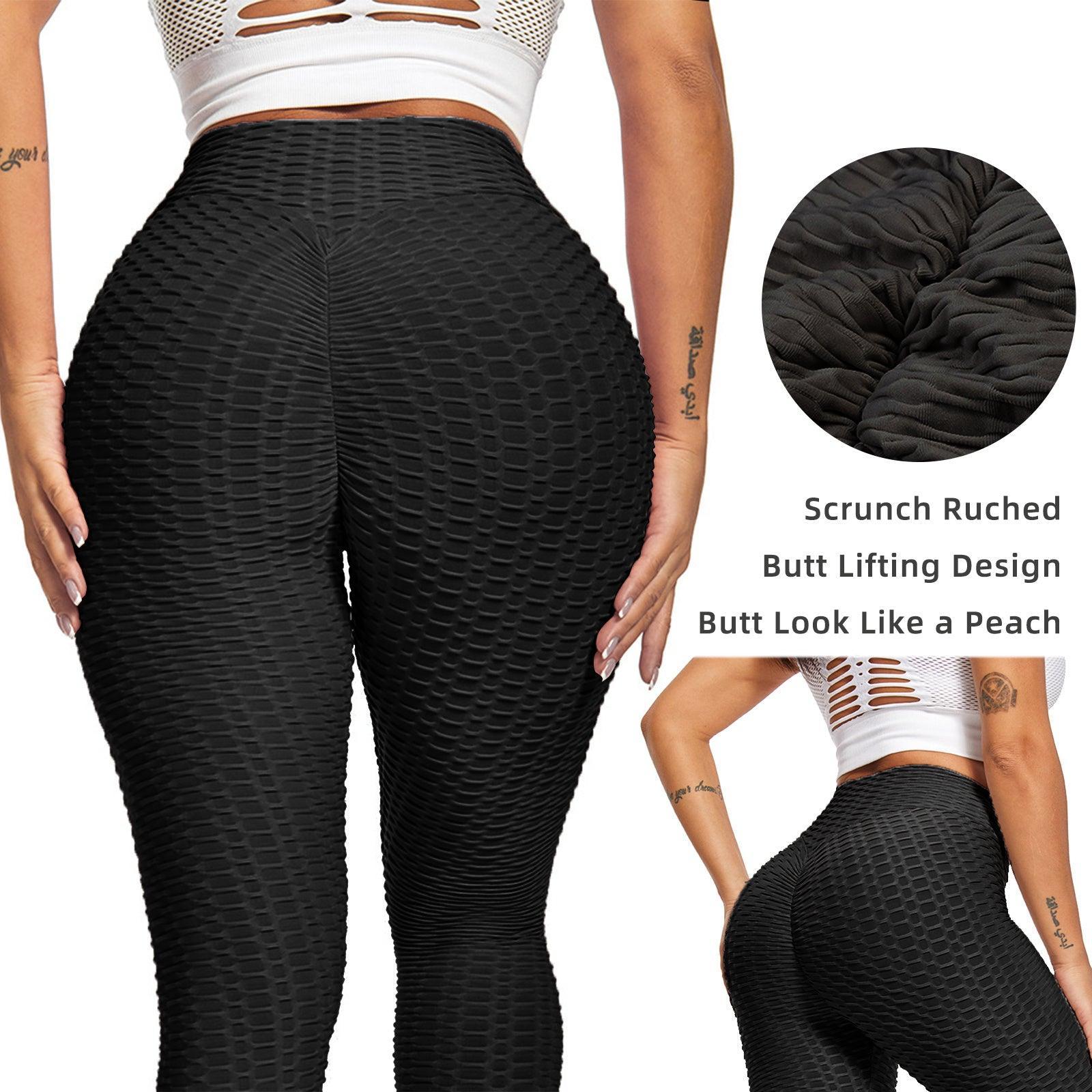 Women TIK Tok Leggings Bubble Textured Leggings Butt Lifting Yoga Pants Black Amazon Banned - Evallys.com # #