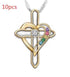 Cross Love Colorful Imitatio Gemstone Pendant Alloy Clavicle Chain - Evallys.com # #