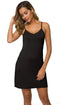 AUHEGN Women's Basic Adjustable Spaghetti Strap Cami Slip Mini Dress XX-Large V_black - Evallys.com # #