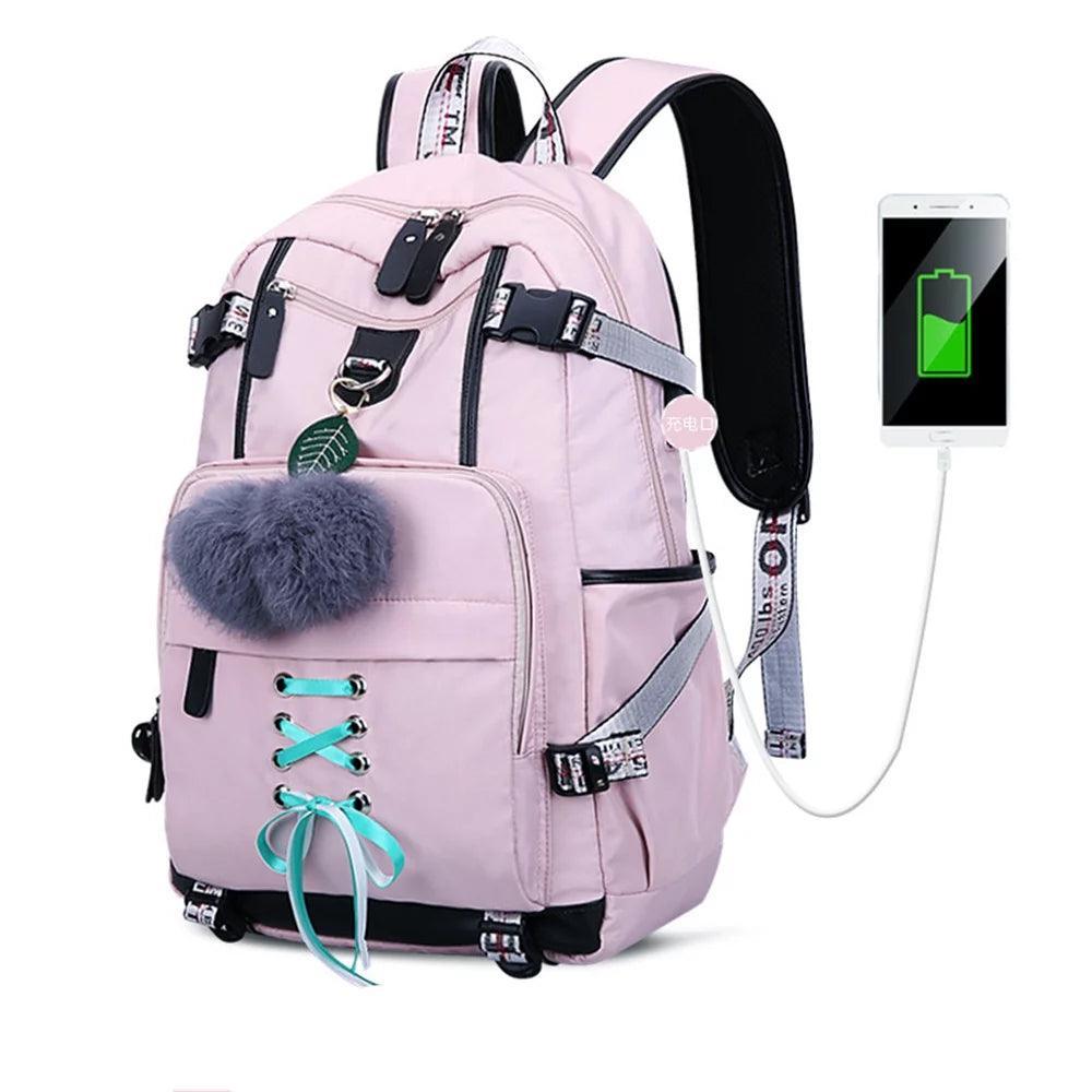 Women Teen Girls Fashion Backpack with USB Port College School Bags Girls Cute Bookbags Student Laptop Bag Pack, Back to School Backpacks - Evallys.com # #