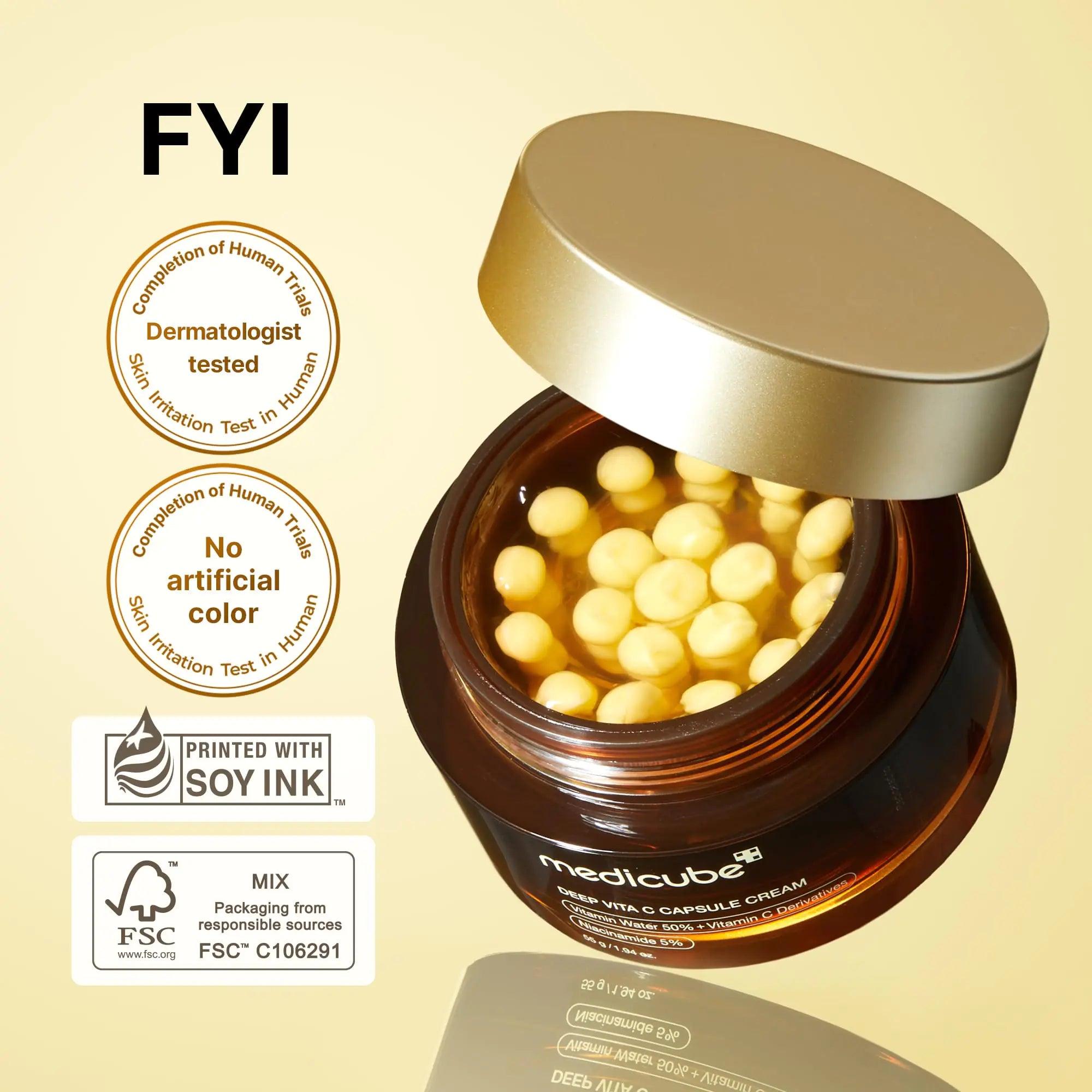 Medicube Deep Vitamin C Golden Capsule Face Moisturizer - Liposome Capsules For Wrinkles, Skin Radiance - Transparent Gel for Glow Hydration - Korean Skin Care 1.94 oz - Evallys.com # #