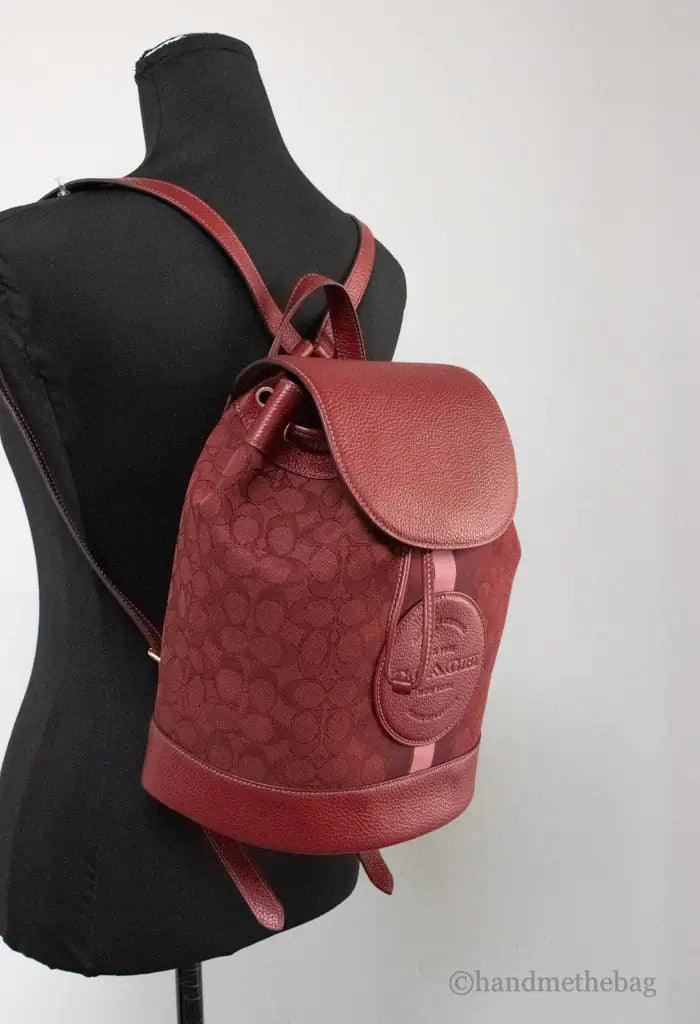 Coach Dempsey Red Apple Jacquard Canvas Logo Patch Backpack - Evallys.com # #