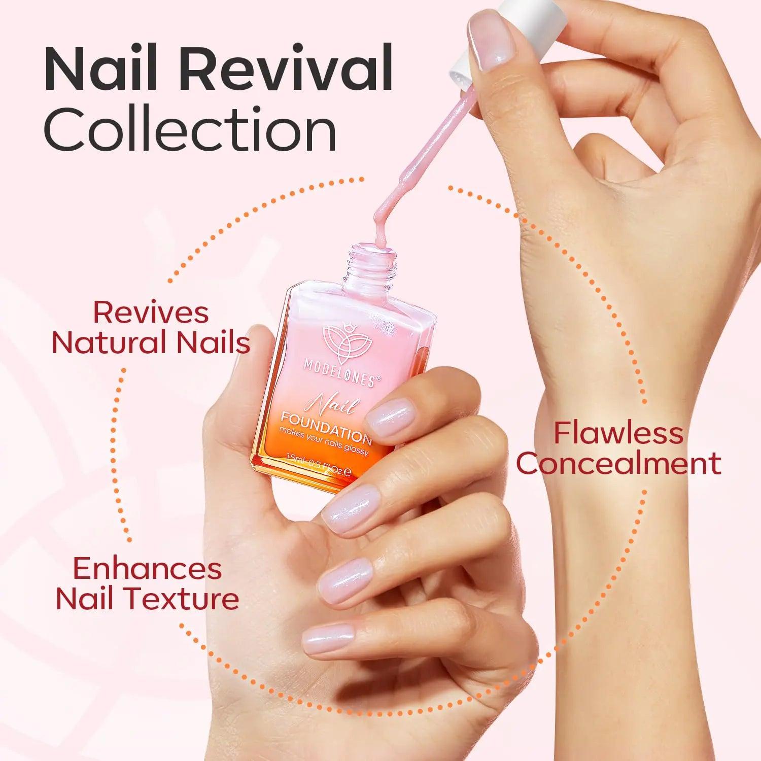 modelones Nail Strengthener, Sparkle Pink Nail Natural Concealer Foundation Polish Air Dry Nail Growth Polish for Damaged Nails Imperfection Masking Gifts for Women 15ml - Evallys.com # #