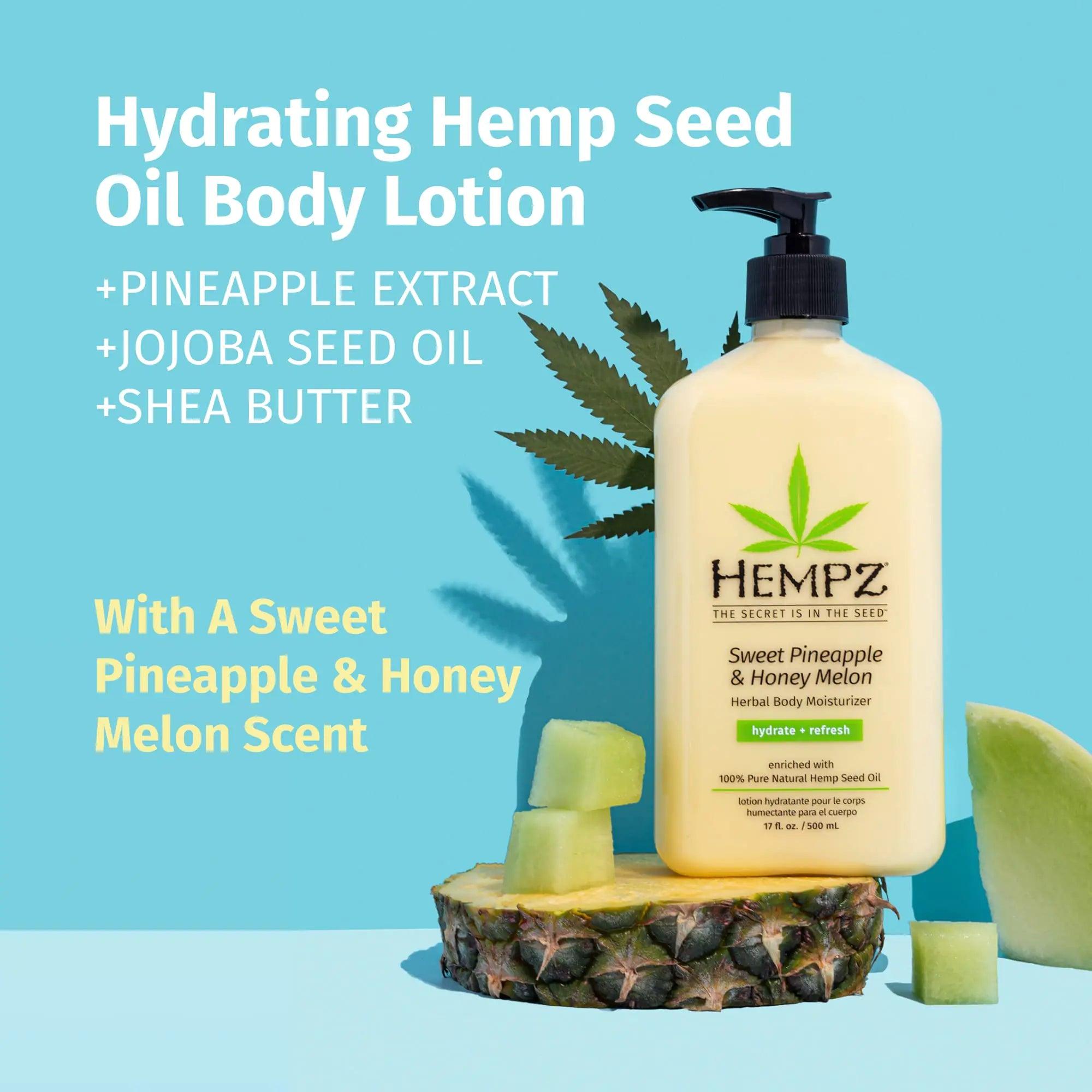 HEMPZ Body Lotion - Sweet Pineapple and Honey Melon - Daily Moisturizing Cream - 17oz - Evallys.com # #