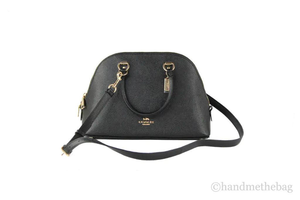 Coach (2553) Katy Medium Black Crossgrain Leather Satchel Dome Handbag - Evallys.com # #