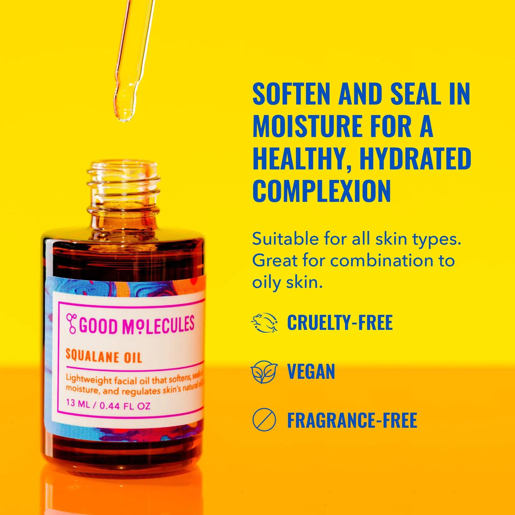 Good Molecules Squalane Oil - Moisturizer for Face, Skin, and Hair, Plumping, Firming, Anti-Aging - Skincare for Face to Hydrate and Calm the Skin - Evallys.com # #