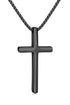 Fiusem Cross Necklace for Men, Silver/Gold/Black Mens Cross Necklaces with 2.5mm Cross Chain and Stainless Steel Cross Pendant, Box Chain 16-24 Inch 22.0 Inches Big black cross: 2.1" * 1.2" - Evallys.com # #