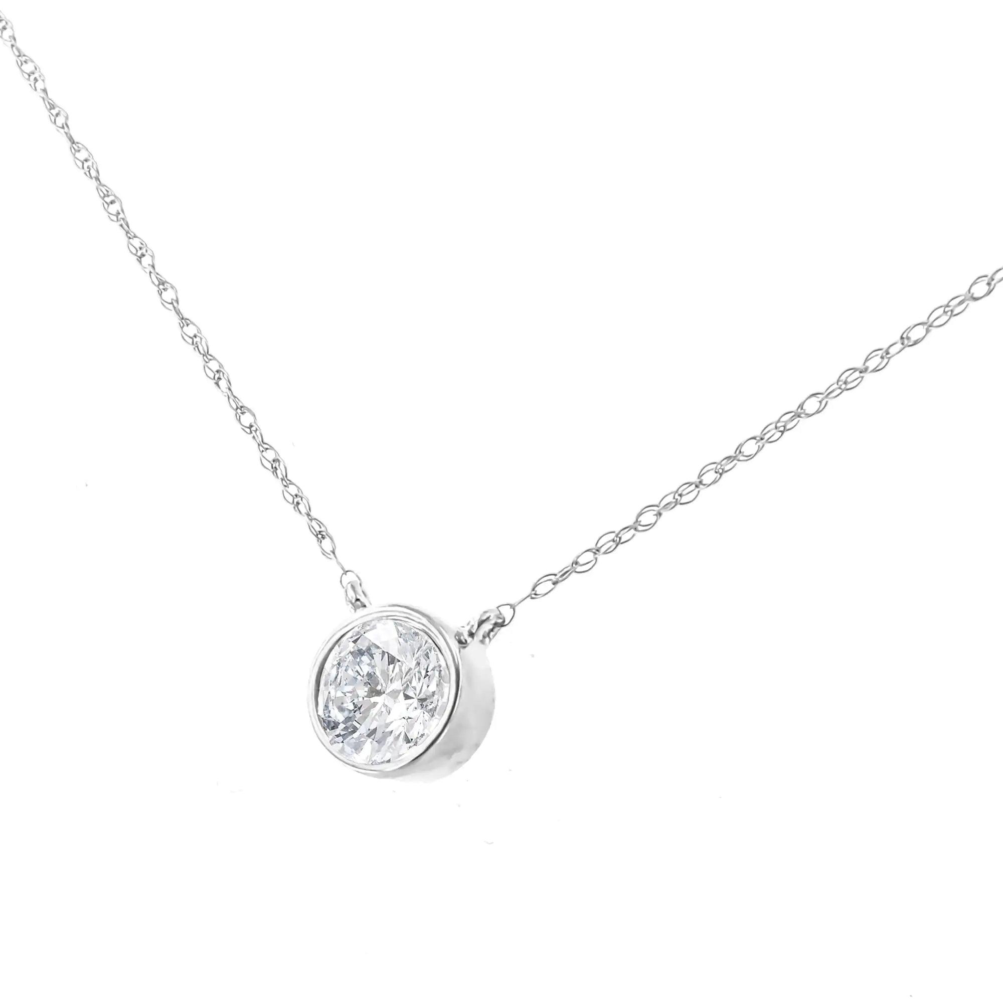 AGS Certified 10K Gold Diamond Solitaire Pendant Necklace (G-H, SI2-I1) - Evallys.com # #