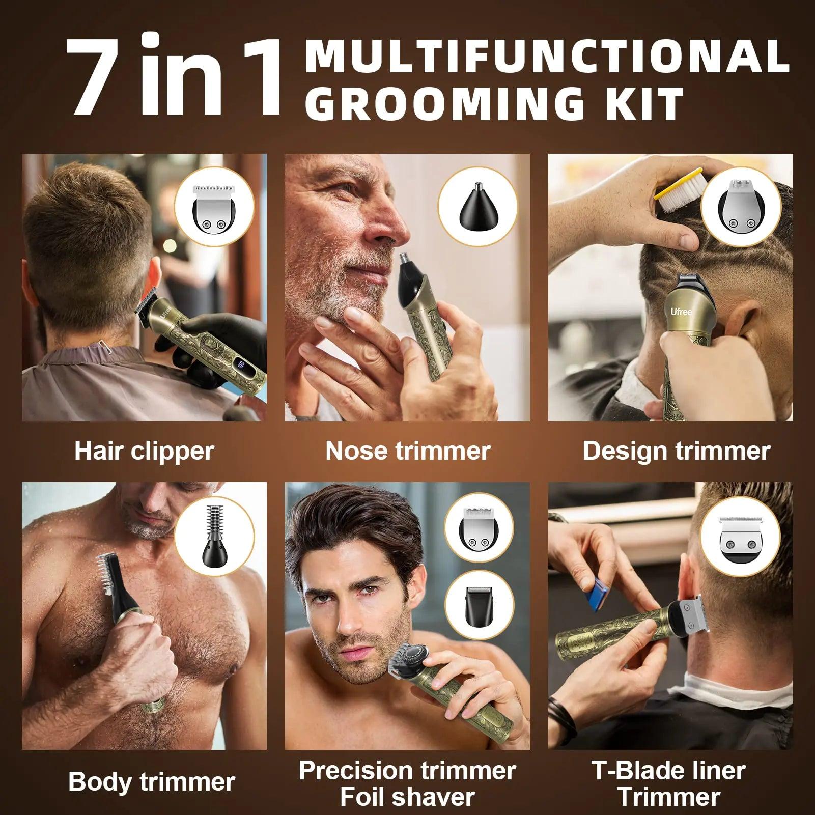 Ufree Beard Trimmer for Men, Cordless Hair Clippers, Electric Razor Shavers for Men, Shaving Kit for Mustache Body Nose Ear Hair Facial, 7 in 1 Beard Grooming Kit Fathers Gifts for Dad - Evallys.com # #