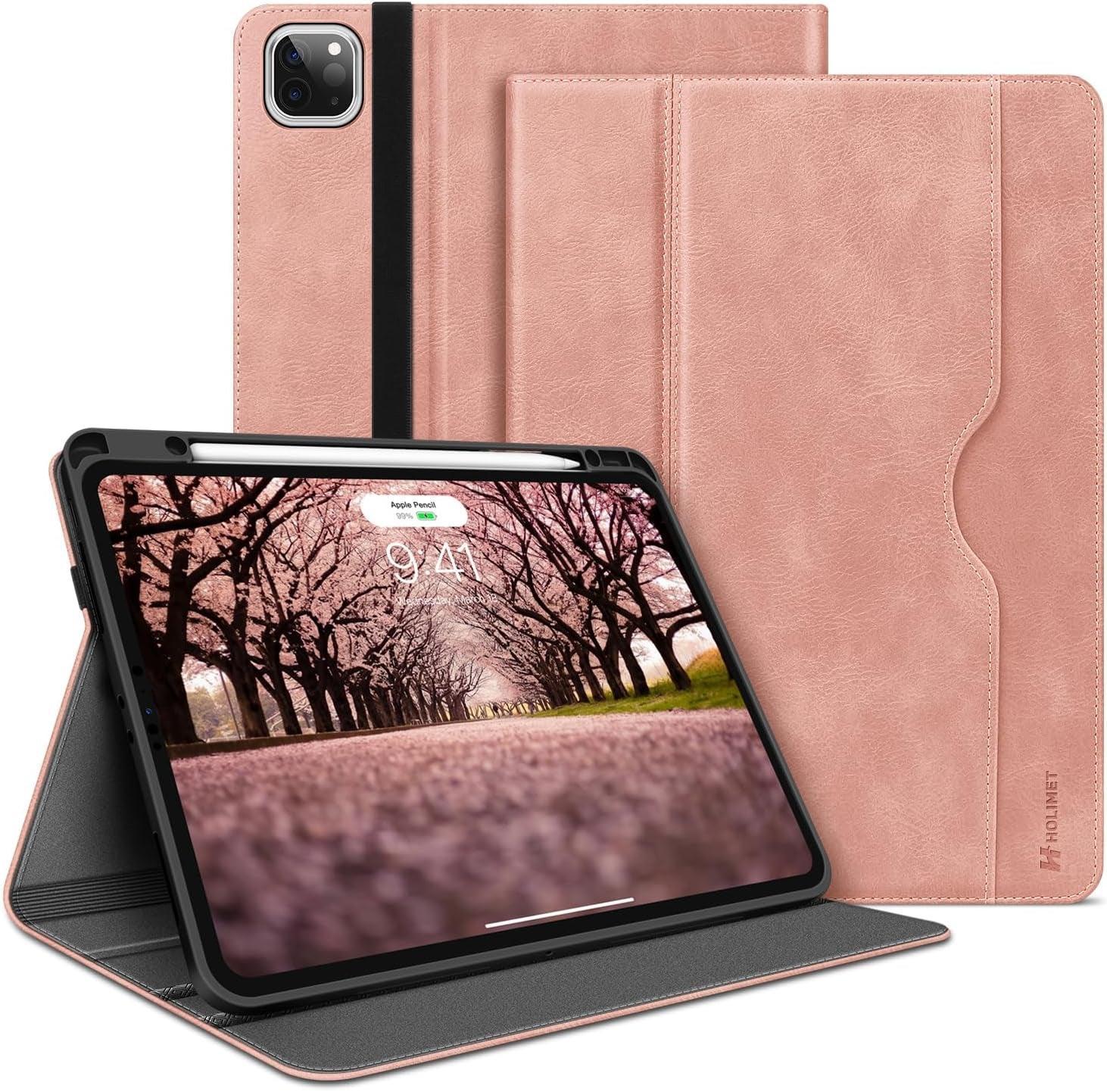 H HOLIMET Case for Ipad Pro 12.9 2022 6Th/5Th/4Th/3Rd Generation 2021 2020 2018 with Pencil Holder Pocket Soft TPU Back Shockproof, Auto Sleep/Wake, Vegan Leather - Evallys.com # #