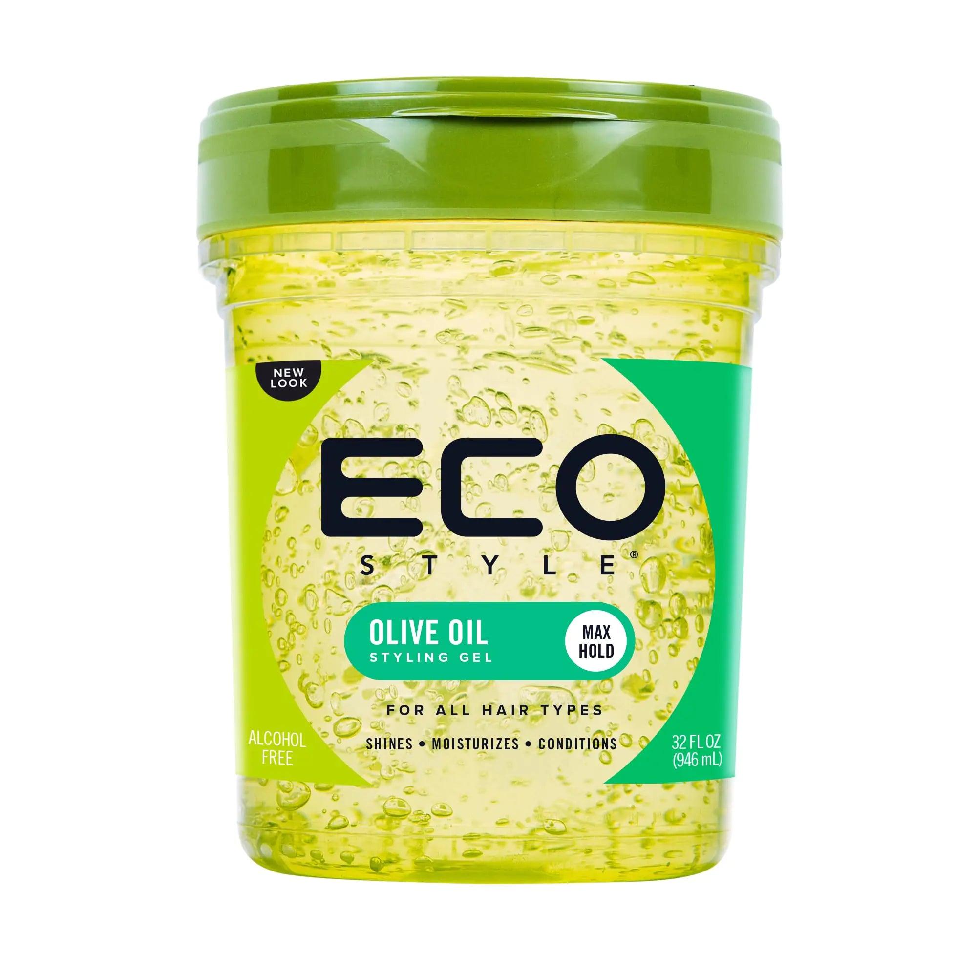 Ecoco Eco Style Gel Olive Oil - 100% Pure Olive Oil - Adds Shine And Tames Split Ends - Weightless Style - Nourishes And Repairs - Adds Moisture To The Scalp - Superior Hold - Healthy Shine - 32 Oz 32 Fl Oz (Pack of 1) - Evallys.com # #