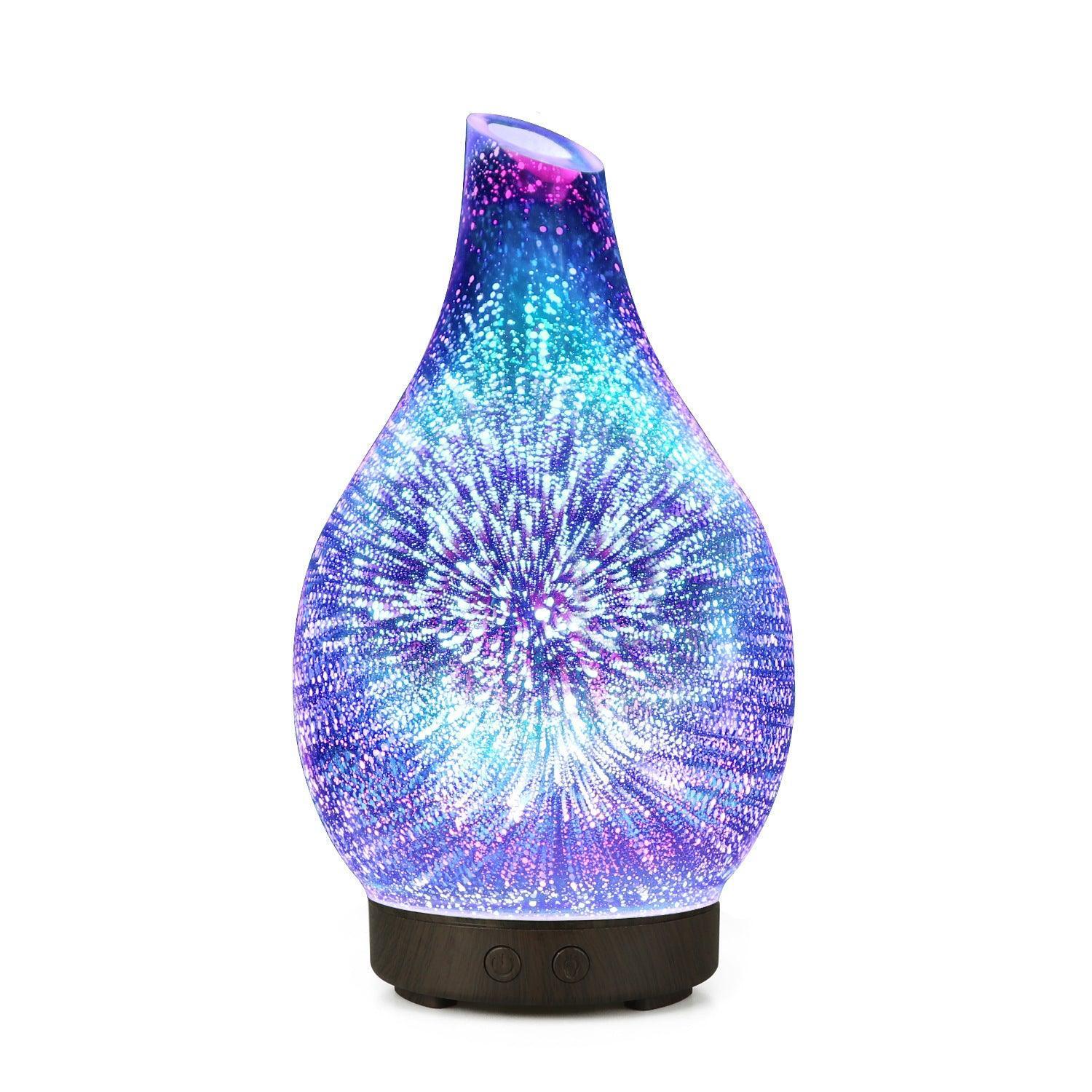 3D Glass Colorful Firework Essential Oil Lamp Aroma Diffuser - Evallys.com # #