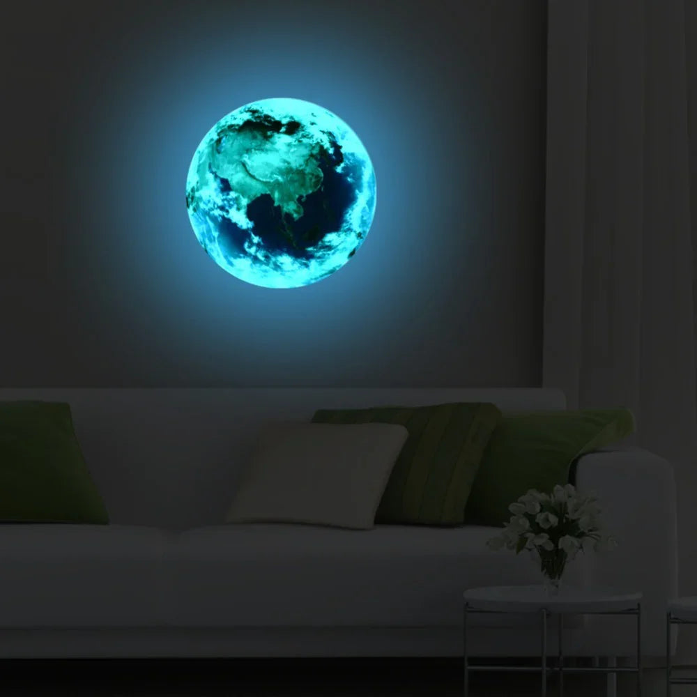 Moon Earth Luminous Wall Sticker 3D Stereo Carving - Evallys.com