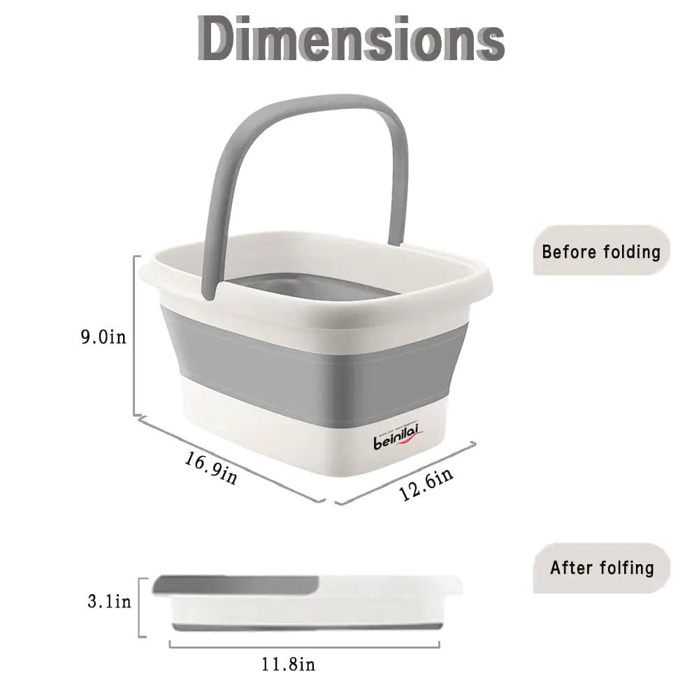 Collapsible Foot Bath Basin for Soaking Feet,Foot Soak Tub,Plastic Foot Bucket with Handles and Massage Acupoint,Foldable Laundry Basket-Gery (2 Pack) 2 Pack Gray - Evallys.com # #