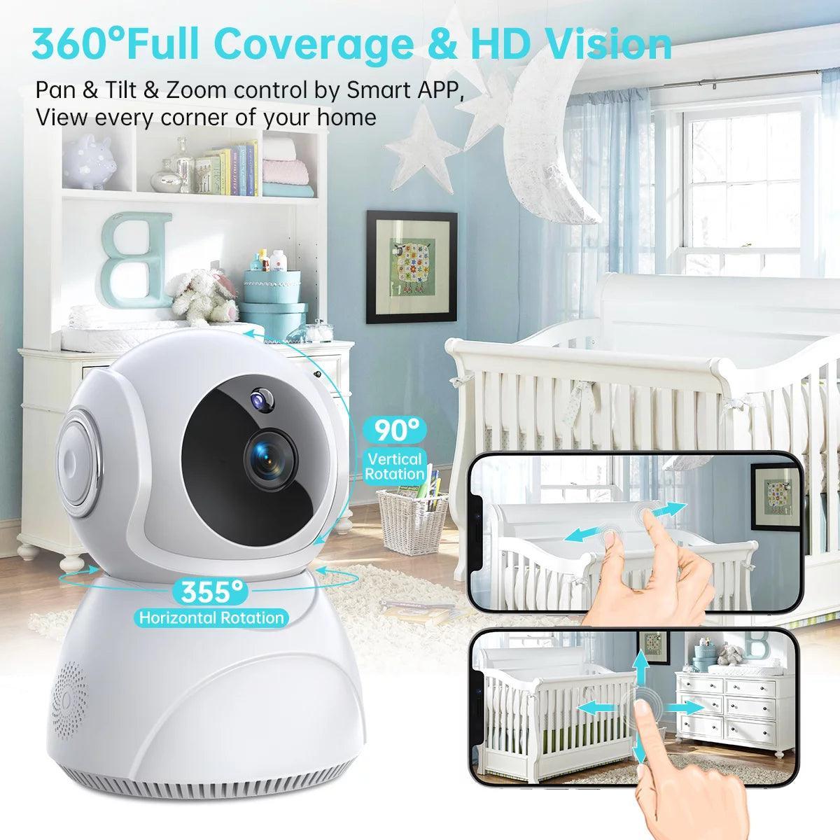 Baby Monitor -3K 5MP Video Baby Monitor with Camera and Audio - Baby Monitor Wifi Smartphone with Night Vision, Video Recording, App Control, Motion Detection/Tracking, 2-Way Audio - Evallys.com # #