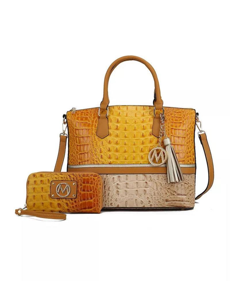 Autumn Crocodile Skin Tote Bag with Wallet by Mia K. - Evallys.com # #