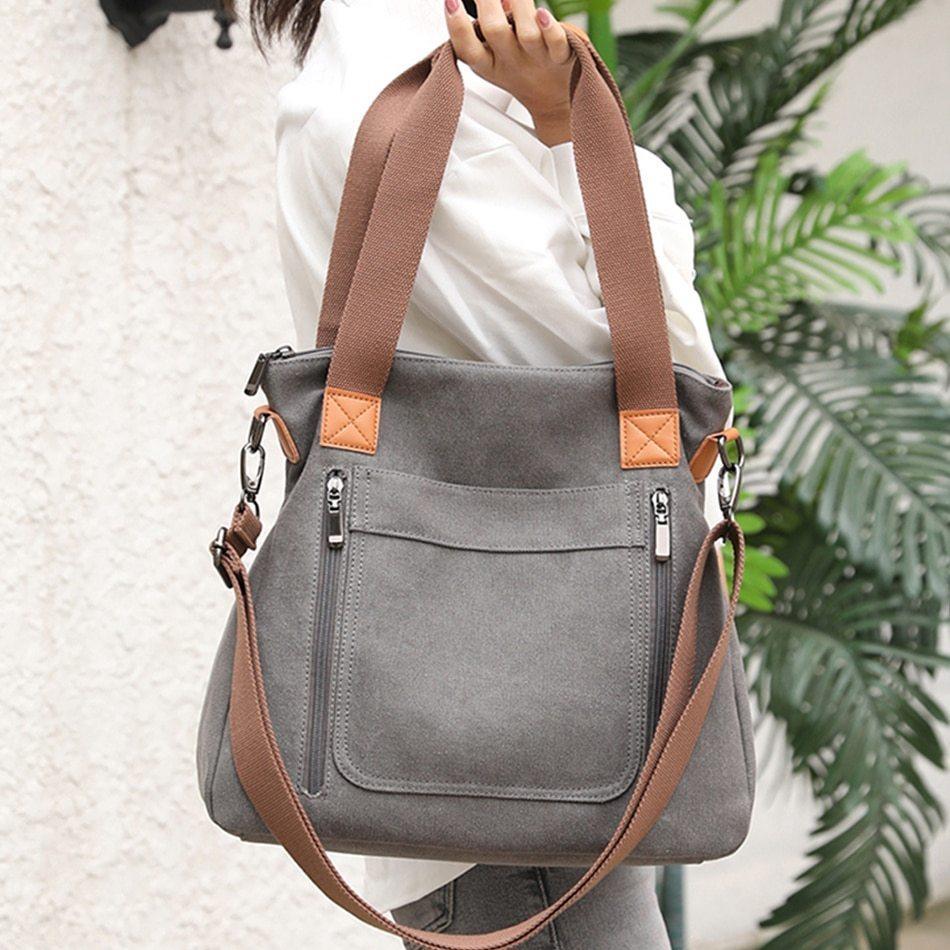 Women Totes All-match Portable Large-capacity Female Canvas Bag Female Casual Shoulder Bags - Evallys.com # #