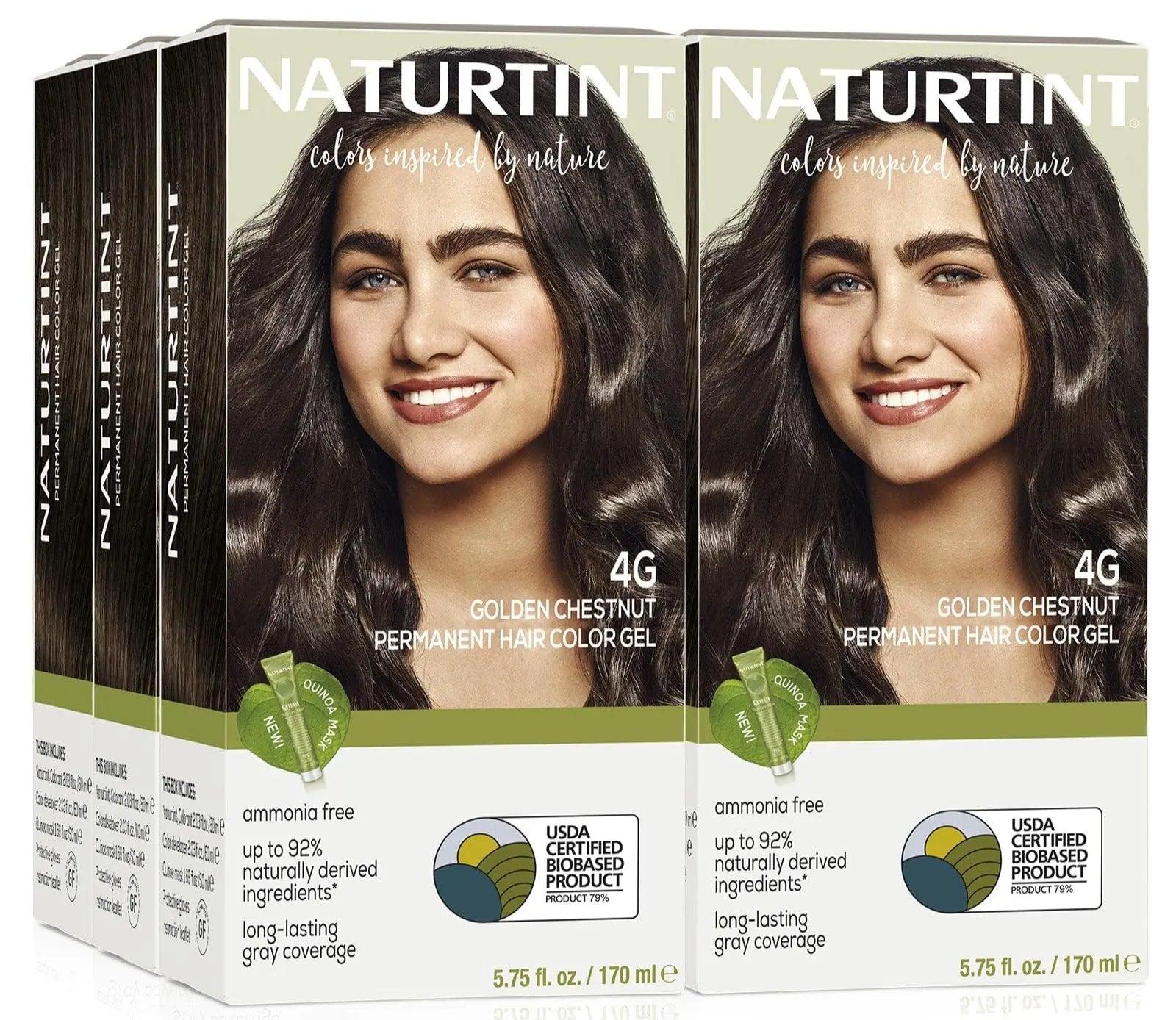 Naturtint Permanent Hair Color 4G Golden Chestnut (Pack of 6), Ammonia Free, Vegan, Cruelty Free, up to 100% Gray Coverage, Long Lasting Results - Evallys.com # #