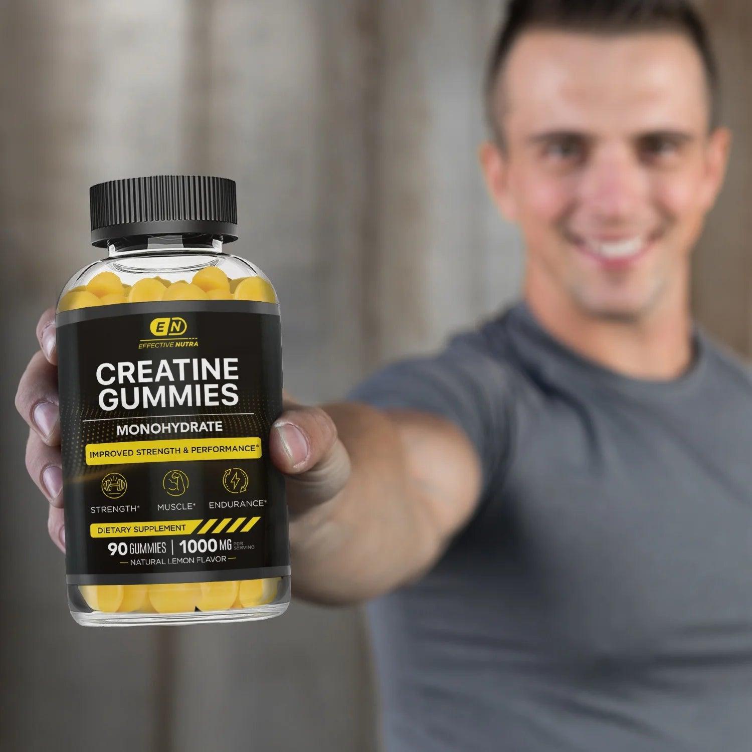 Effective Nutra Creatine Gummies for Men & Women - Creatine Monohydrate Gummies for Strength, Muscle, Energy - Natural Lemon Flavor (90Ct) - Evallys.com # #