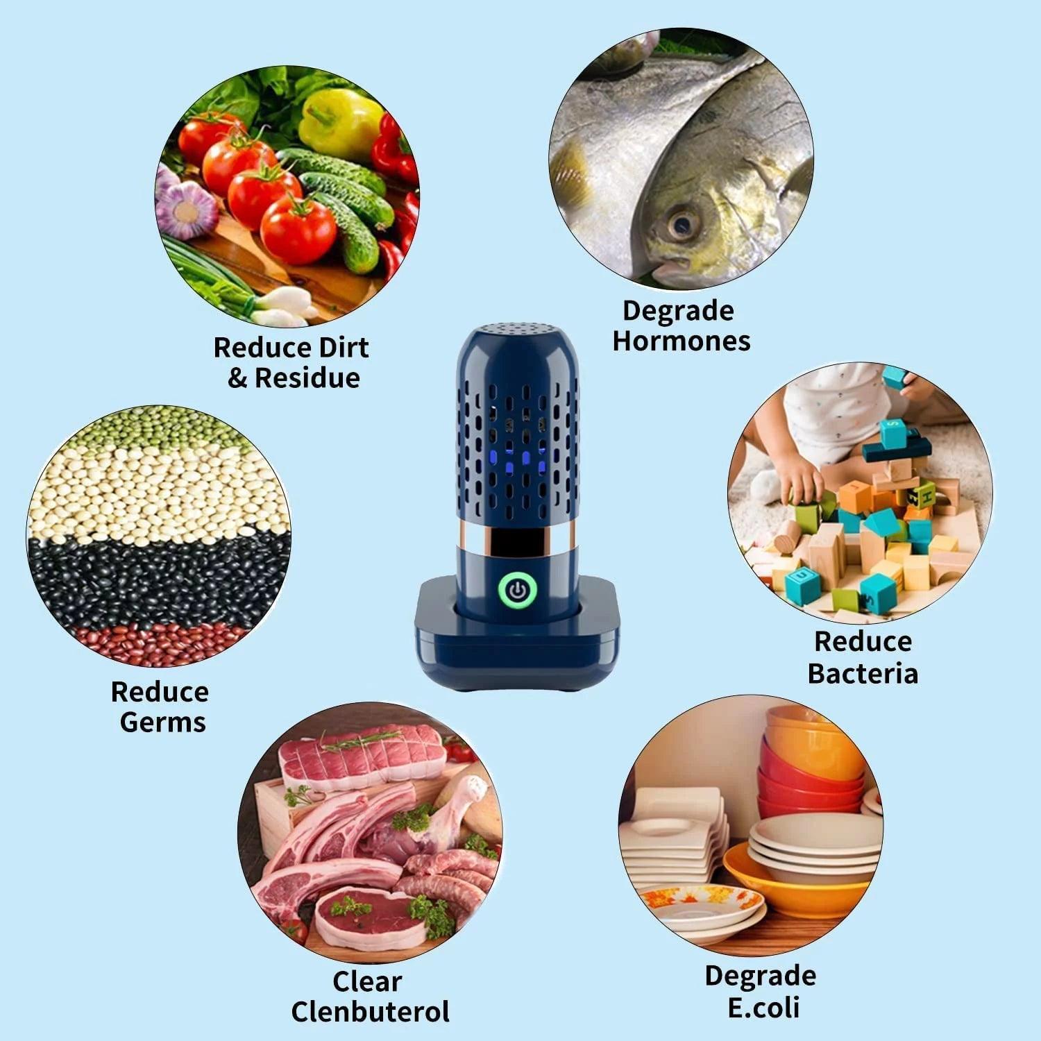 Fruit and Vegetable Cleaner Machine IPX7 Waterproof Fruit Vegetables Washing Cleaner USB Wireless Fruit Vegetable Washer Food Purifier for Seafood Rice Meat Food Cleaner - Evallys.com # #