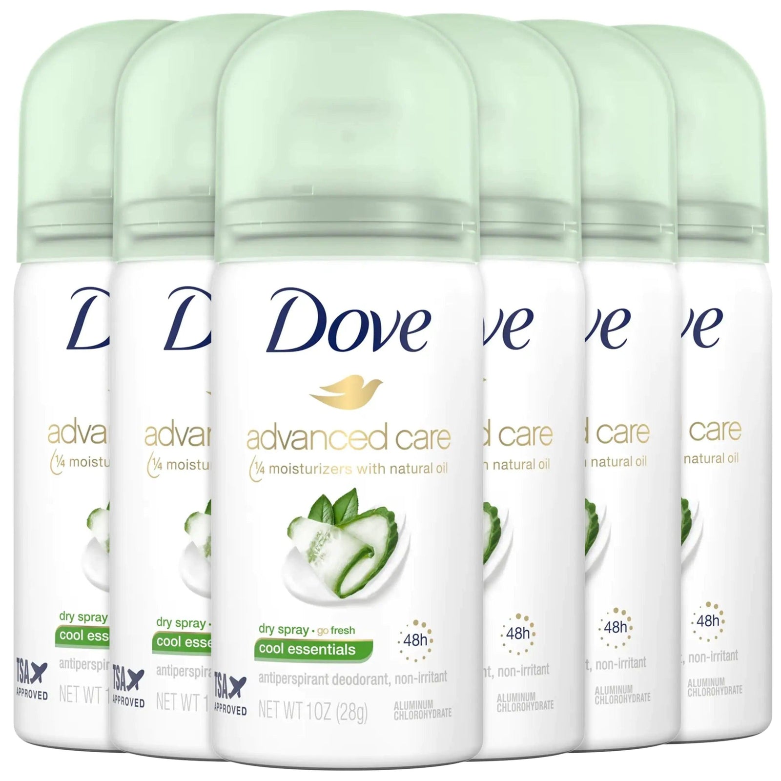 Dove Antiperspirant Deodorant Dry Spray, Go Fresh Cool Essentials Travel Size, 1 Ounce (Pack of 6) 1 Ounce (Pack of 6) Green Tea,Cucumber - Evallys.com # #