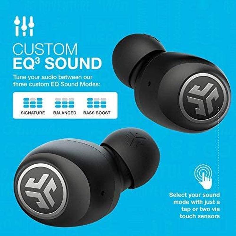 Jlab Go Air True Wireless Bluetooth Earbuds + Charging Case, Black, Dual Connect, IP44 Sweat Resistance, Bluetooth 5.0 Connection, 3 EQ Sound Settings Signature, Balanced, Bass Boost - Evallys.com # #