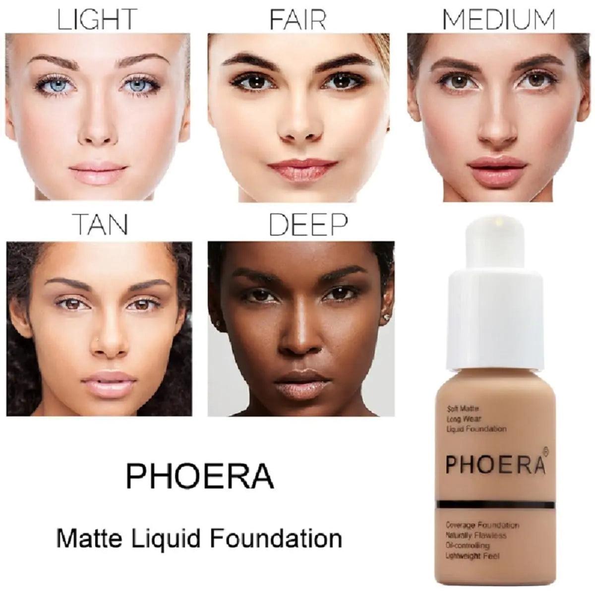 2 Pack PHOERA Foundation 101- Porcelain and102- Nude, Flawless Soft Matte Liquid Foundation 24 HR Oil Control Concealer Foundation Makeup 1 Ounce (Pack of 1) ﻿ 101 Porcelain and 102 Nud - Evallys.com # #