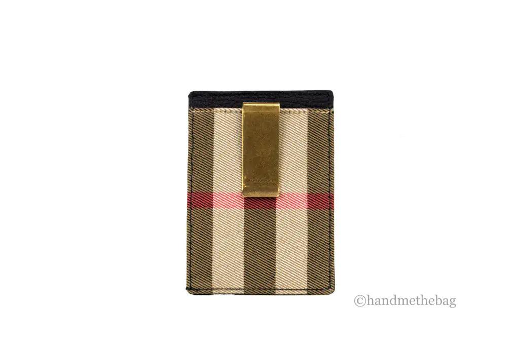 Burberry House Check Chase Black Leather Money Card Case - Evallys.com # #