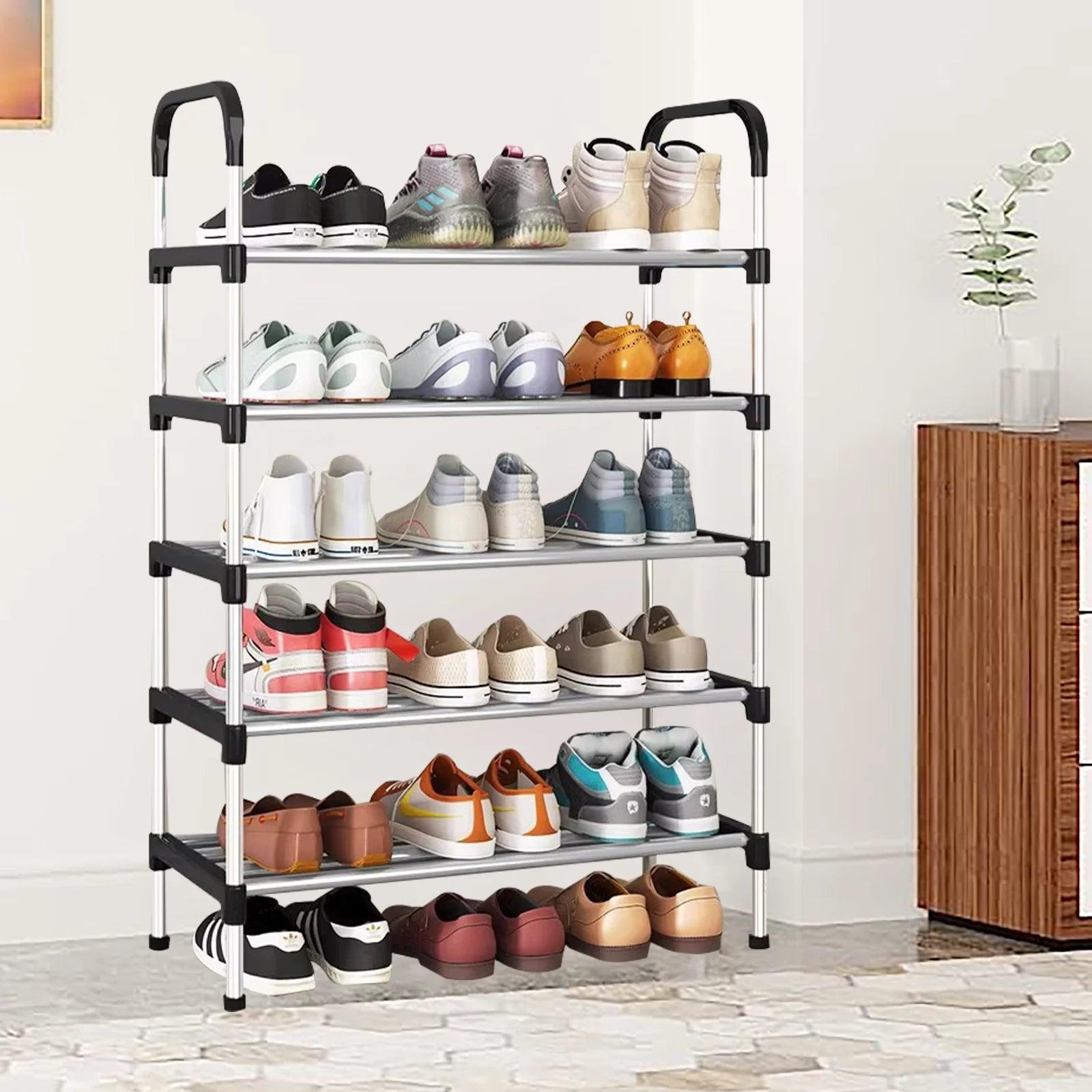 Yoytoo 5 Tier Shoe Rack, Stackable Metal 15 Pairs Shoes Organizer Storage Shelf for Closet Door Entryway - Evallys.com # #