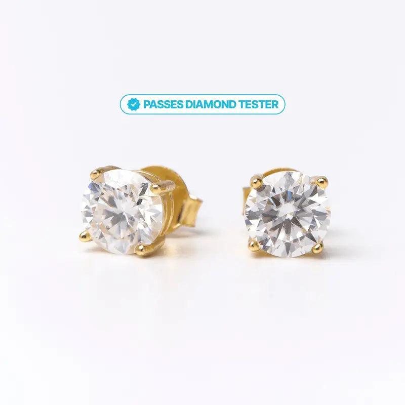 6MM Moissanite Earrings- 925 Silver Setting - Evallys.com # #