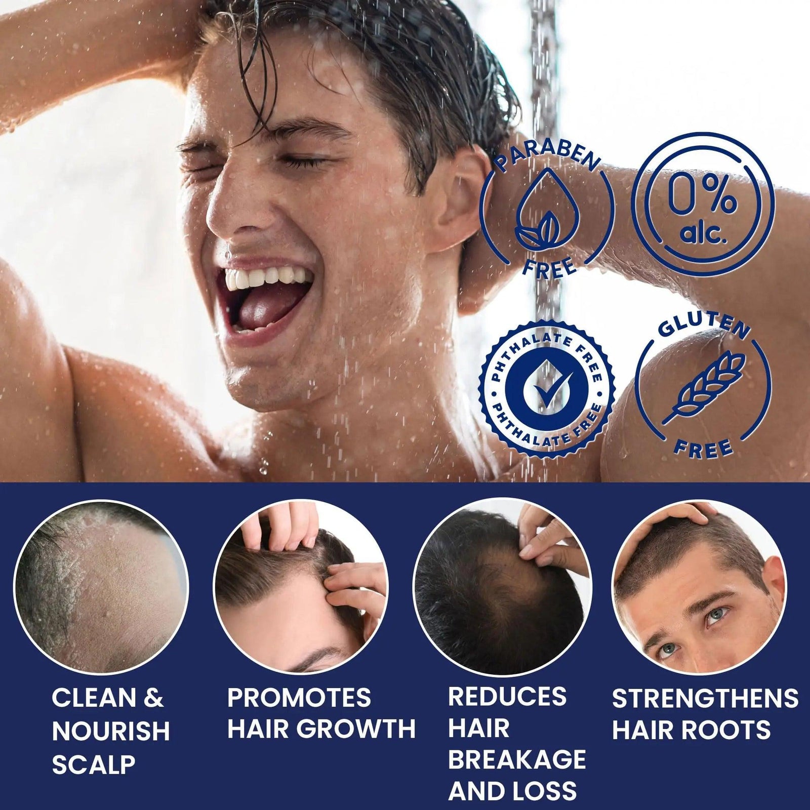 Biotin Hair Growth Shampoo for Men: Natural Thickening Shampoo with Tea Tree Oil Ginseng Mint for Hair Loss and Thinning Hair - 10.1 fl.oz - Evallys.com # #