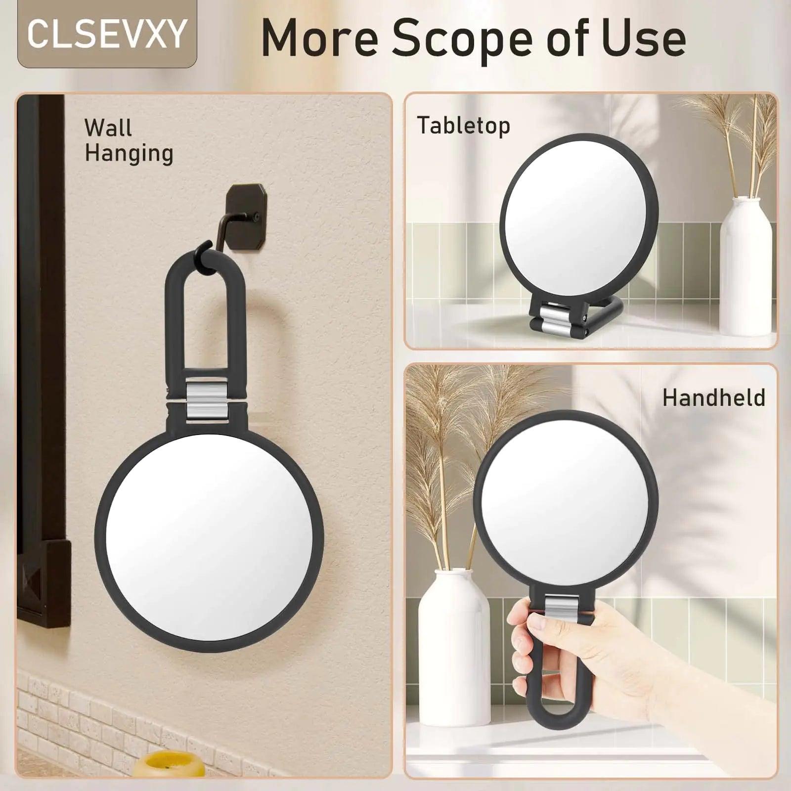 Magnifying Handheld Mirror Double Sided, 1X 15X Magnification Hand Mirror, Travel Folding Held Adjustable Rotation Pedestal Makeup Desk Vanity - Evallys.com # #