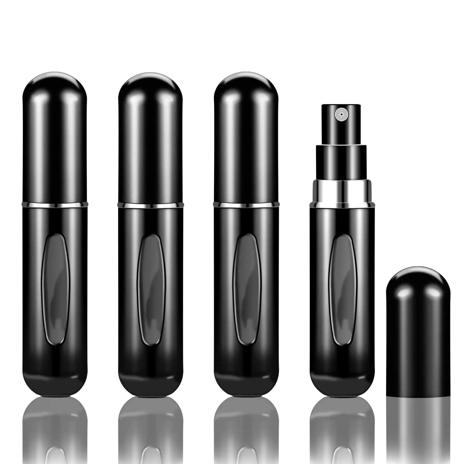 4Pcs Refillable Perfume Atomizer Bottles，Portable Mini Separate Perfume Bottle，Travel and Outings Spray Boxes Dispensers 5ml/0.2oz(Black) 4pcsBlack - Evallys.com # #