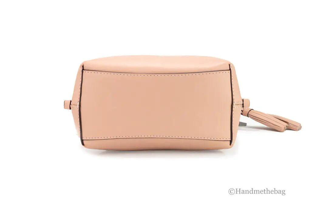 Coach Mollie 22 Shell Pink Straw Leather Bucket Crossbody - Evallys.com # #