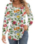 Ficerd Women's Puff Long Sleeve Tunic Tops Pleated Crew Neck Blouses Dressy Casual Loose Fit Fall and Winter Shirts Pink Floral Large - Evallys.com
