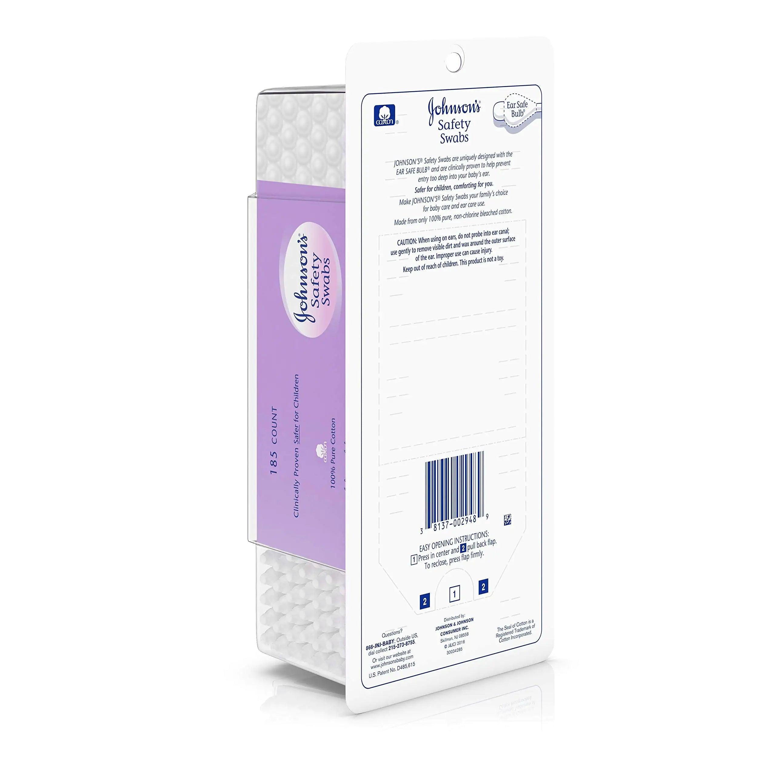 Johnson's Baby Safety Swabs 185 Each 185 Count (Pack of 1) - Evallys.com # #