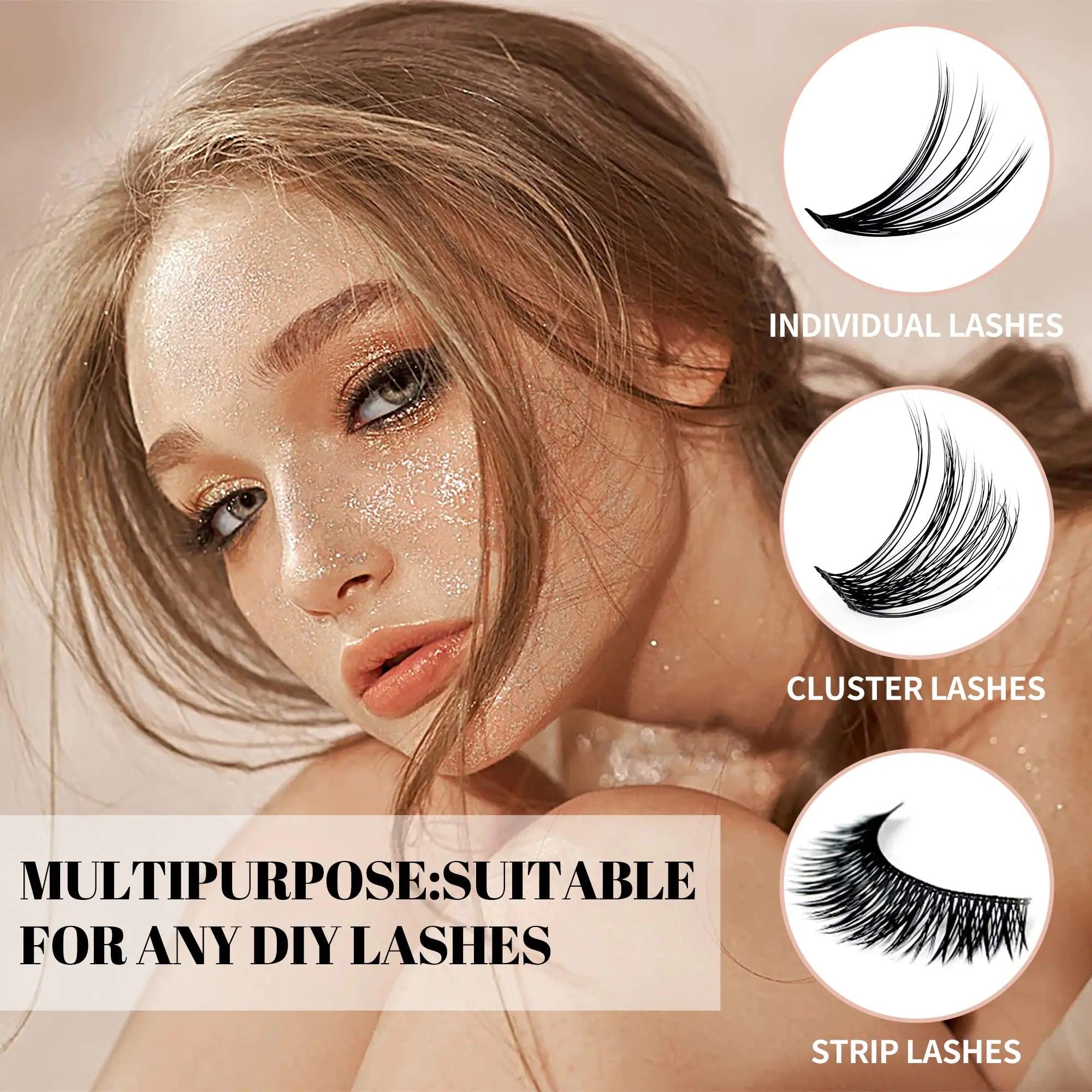 GEMERRY Lash Bond and Seal Cluster Lash Glue for Individual Lashes Long Retention 48-72 Hours Waterproof Individual Lash Glue for Lash Clusters DIY Eyelash Extensions Glue at Home 10ml BLACK BOND+CLEAR SEAL - Evallys.com # #