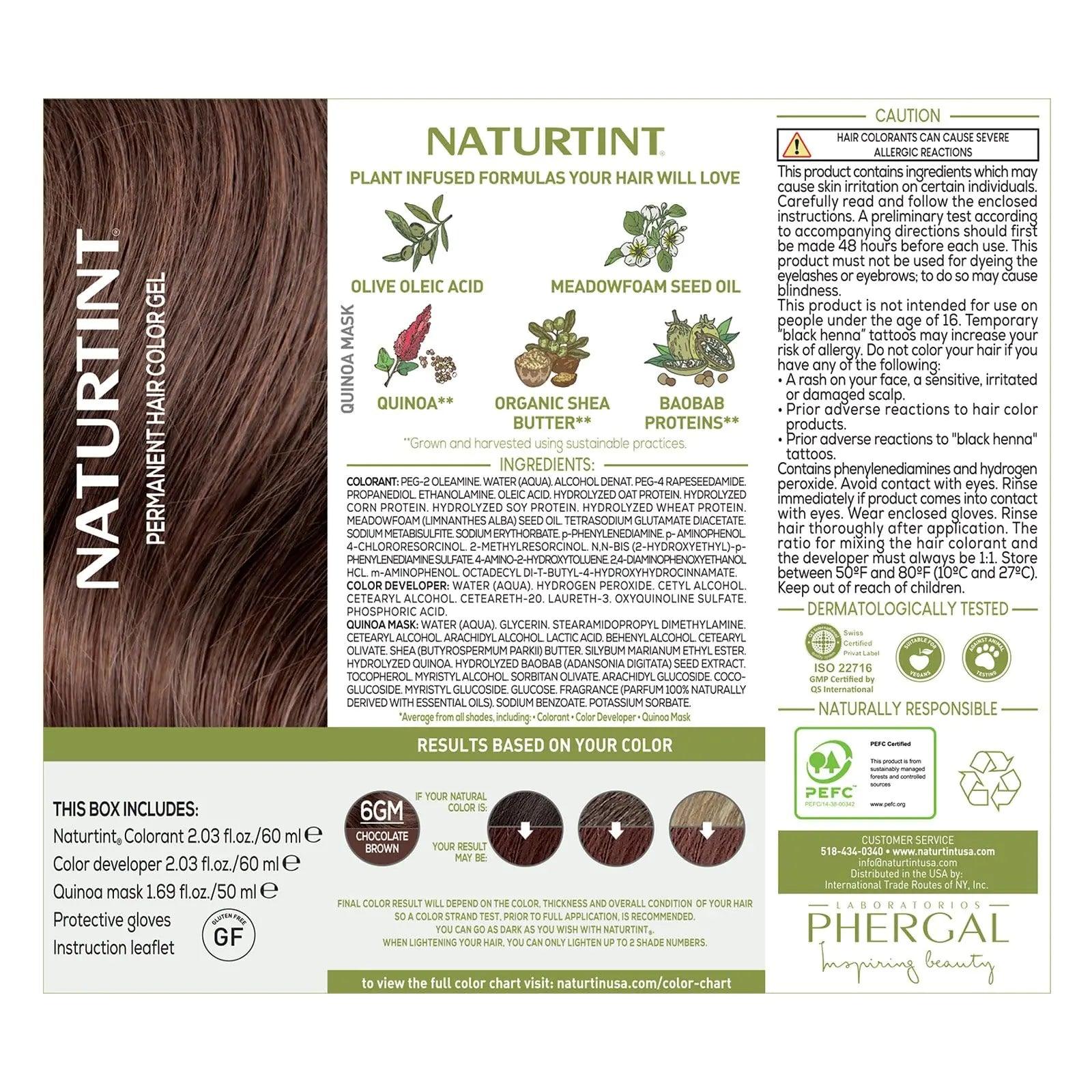 Naturtint Permanent Hair Color 6GM Chocolate Brown (Pack of 6), Ammonia Free, Vegan, Cruelty Free, up to 100% Gray Coverage, Long Lasting Results (Packaging may vary) - Evallys.com # #